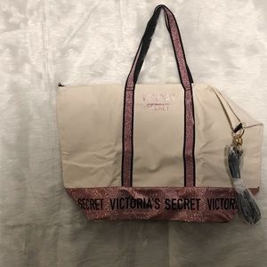 NWT Victoria Secret Large Weekend Canvas Tote